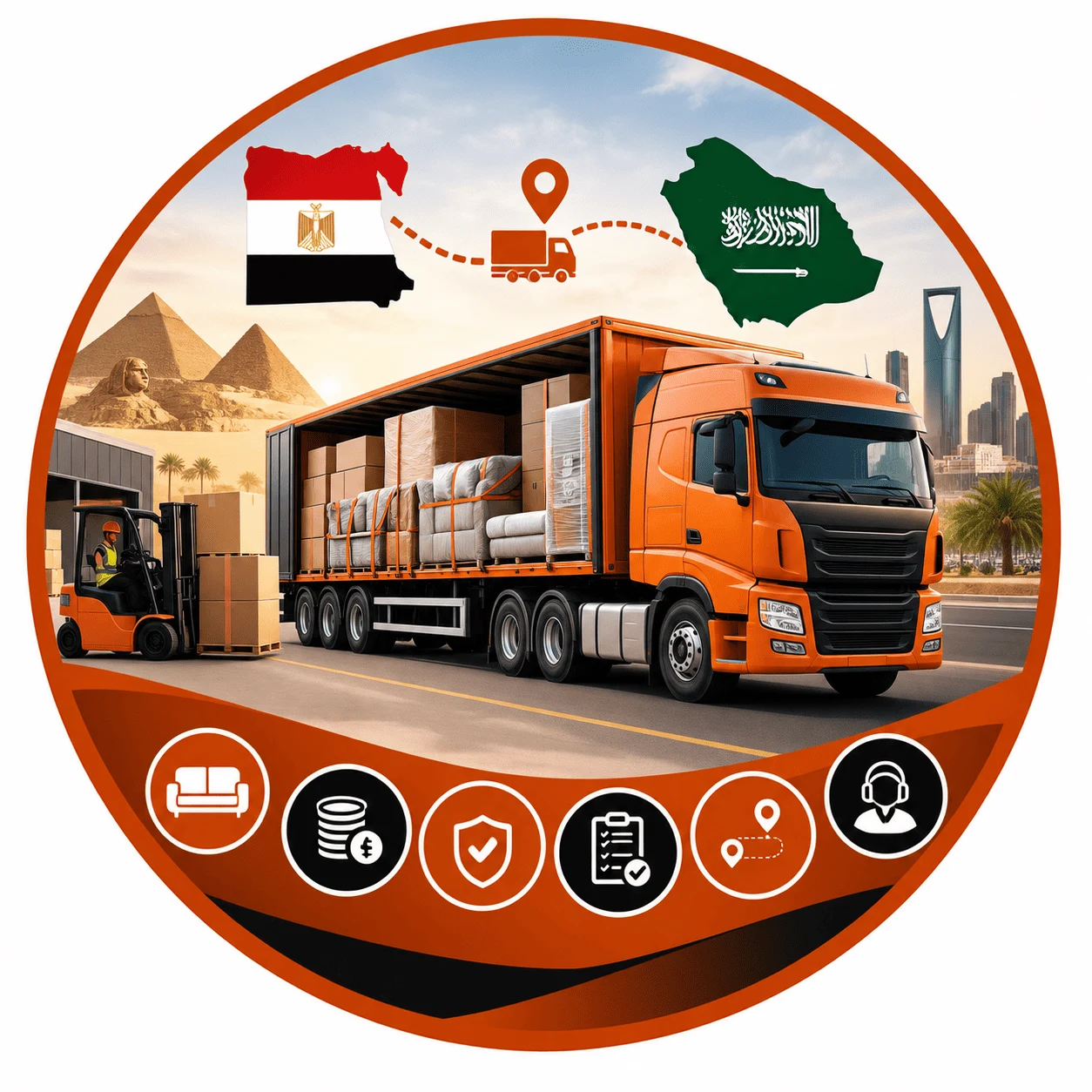 شحن بري من مصر للسعودية للأثاث والكميات الكبيرة