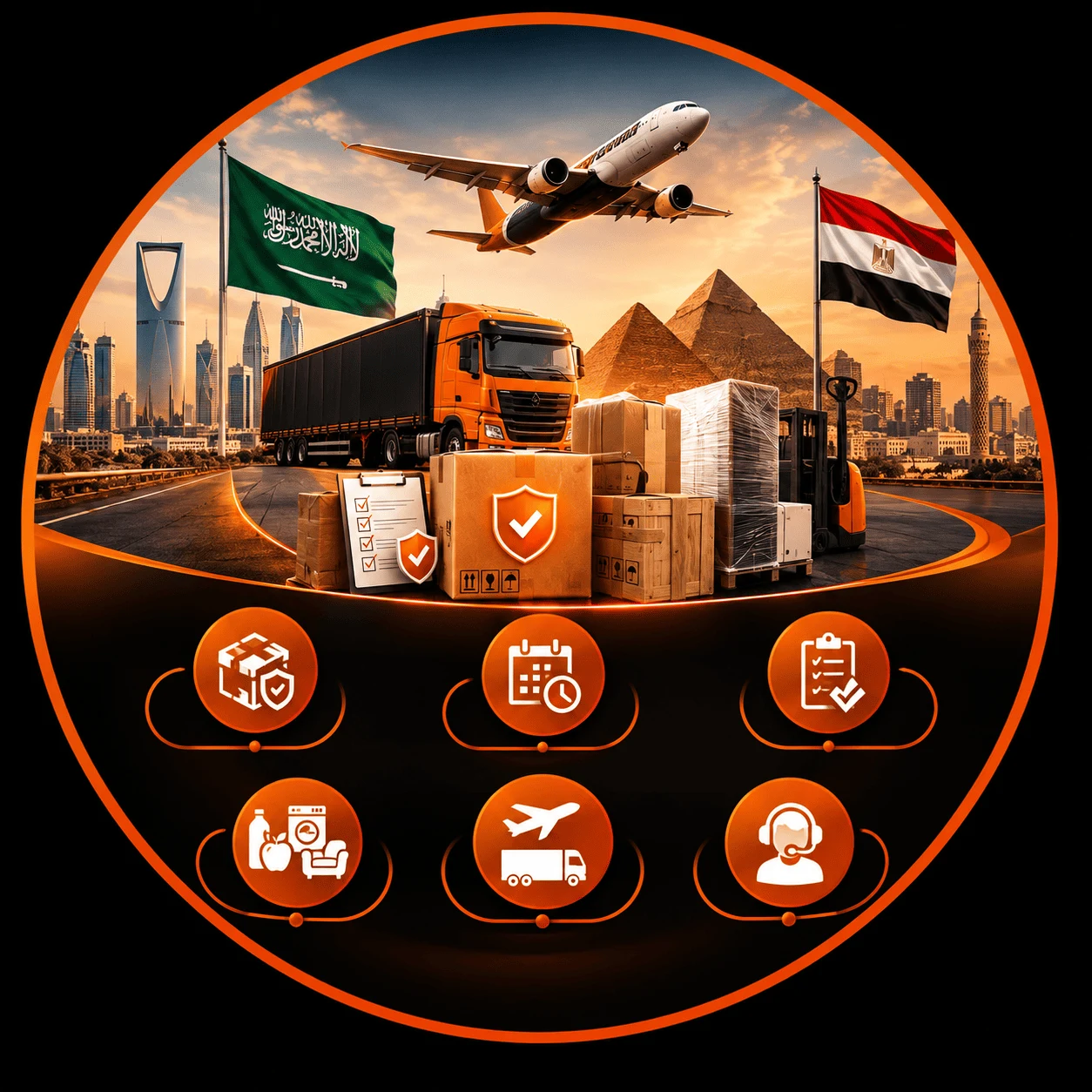 شحن من السعودية لمصر بري وجوي لكل أنواع الشحنات